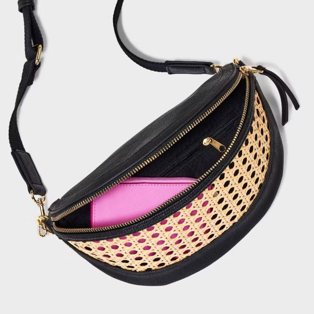 NWT Faux Wicker and Leather Crossbody - Picture 3 of 11